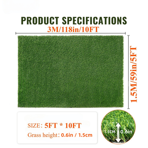 Tappeto in Erba Sintetica Premium Spessa 1,5m x 3m per Interni/Esterni, Adatto agli Animali Domestici, con Base in Gomma e Fori di Drenaggio - Product Image 2