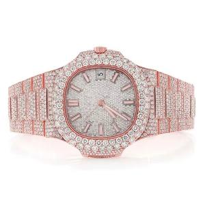 Reloj de Lujo de Acero Inoxidable para Hombre con Diamantes Moissanite, Estilo Hip Hop, Correa de Acero, Regalo de Cumpleaños Perfecto - Product Image 1