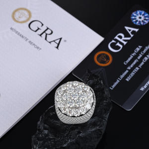 แหวนแต่งงานสไตล์ฮิปฮอปเงินแท้ S925 ประดับเพชรโมอิสซาไนต์สี D ระดับ VVS สำหรับผู้ชายและผู้หญิง - Product Image 4