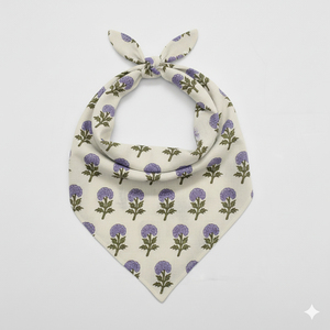 Premium Quality the FABRIA Handcrafted Floral Block Printing Cotton 21x21 Inch Quick Dry Soft Breathable Square Casual Headwear - Product Image 1