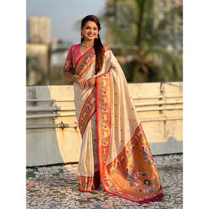 Sari de Seda Suave Swan Rajhans Paithani de Elite Weaves, 650g, Hecho en India y Pakistán - Product Image 6