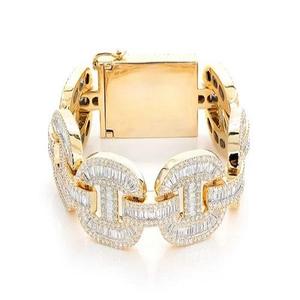 Luxury Rose Gold Chain Bracelet With Baguette Diamond Links Geometric Design Everyday Wear Unisex - Product Image 1