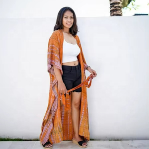 Vestido Kimono Elegante de Verano para Mujer, Cintura Natural, Largo hasta el Suelo, Tie Dye, Ecológico y Transpirable - Product Image 4