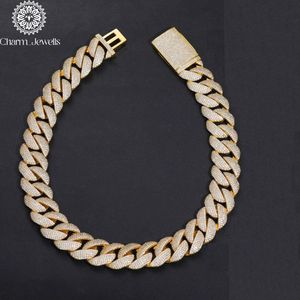 สร้อยคอผู้ชาย Charm Jewells ประดับโมอิสซาไนต์ ชุบทอง 14K แบบโซ่เชื่อม สไตล์ฮิปฮอป ทรงเหลี่ยมเจียระไน ประดับเพชรเม็ดเล็กๆ ได้รับการรับรองจาก IGI เหมาะสำหรับงานปาร์ตี้ - Product Image 2