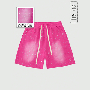 Pantalones Cortos de Algodón 100% Pesado Unisex Estilo Urbano Vintage con Lavado Ácido y Efecto Desgastado por el Sol, Cintura Elástica, Color Liso, Casual, Personalizables 2026 - Product Image 2