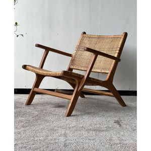 Silla de Madera de Teca con Ratán y Paracord, Muebles para Interiores y Exteriores WT104 - Product Image 1