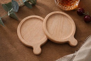 Wooden <b>Coaster</b> with Handle Walnut Wood and Beech Wood Coffee <b>Coaster</b> <b>for</b> Glasses <b>Drink</b> Cup Mat - Product Image 4