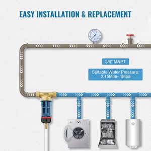 Filtro Sedimentario per Tutta la Casa ad Alta Portata 40 Micron, Filtro Spin-Down MNPT da 3/4'' per Acqua di Pozzo 4 T/H - Product Image 6