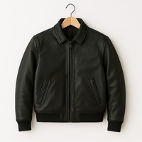 Blouson bomber en cuir PU noir pour homme, coupe classique, col rabattu, fermeture éclair, couleur unie, style moto, vêtement d'automne