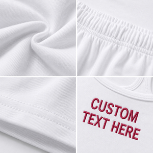 Conjunto de Camiseta sin Mangas y Pantalones Cortos de Algodón para Mujer, Personalizable con Texto, Transpirable, Cuello Redondo, Ropa Casual de Playa, Blanco y Negro con Letras Impresas en la Parte Delantera - Product Image 5