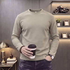 T-shirt à manches longues col rond en coton gaufré respirant 100 % coton de haute qualité, style américain, tendance, ample, décontracté, mode urbaine - Product Image 3