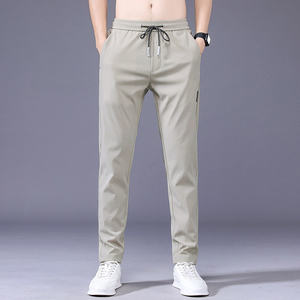 Nouveau printemps été hommes pantalons décontractés pantalon mince droit mince pantalon mâle mode Stretch kaki Jogging 28-38-kaki, 31 - Product Image 1