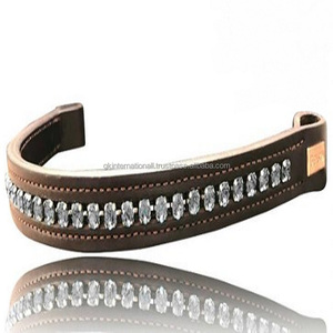 Bande de front de cheval à canal vide personnalisée de forme droite faite à la main durable avec 1 rangée de cristaux verts bande de front bling - Product Image 5