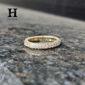Anillo de Eternidad de Lujo con Micro Pavé de Diamantes Cultivados en Laboratorio en 3 Lados, Oro Amarillo de 14K, Anillo de Boda Multihilera 3D - Product Image 1