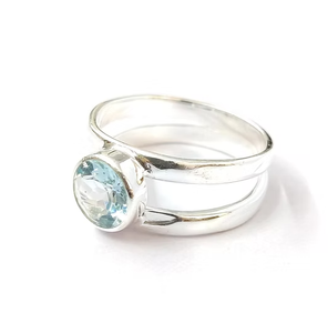 Anillo Doble de Plata 925 con Topacio Azul Unisex - Joyería Fina Minimalista para Uso Diario - Product Image 2