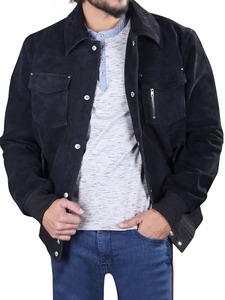 Black <b>Suede</b> Leather Men's Winter Bomber <b>Jacket</b> Vintage Breathable Premium Quality Good Price. - Product Image 6