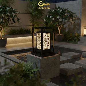 Lámpara de Pared Decorativa Cuadrada Moderna de Lujo para Exteriores, de Acero Inoxidable, AC 200V E27 IP65, Negra, para Villas y Resorts - Product Image 6