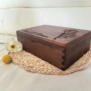 Eco-Friendly Rectangle <b>Wooden</b> <b>Box</b> for Jewelry Gift Storage-Soft Interior for Delicate Items Christmas Chinese New Year Tabletop - Product Image 5