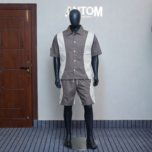 Ensemble short et t-shirt décontracté d'été pour homme avec logo personnalisé, nouveau design, sérigraphié, deux pièces, contraste de couleurs, en nylon - Product Image 4