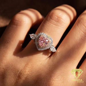 Luxury <b>Heart</b> Cut <b>Pink</b> Moissanite Engagement <b>Ring</b> White Side Stones 925 Sterling Silver Romantic Bridal Jewelry Gift For Women - Product Image 2
