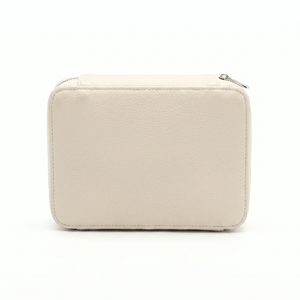 Rootsmen Custom Cream Textured Leather Hanging Large Waterproof Soft Lightweight Travel <b>Makeup</b> Bag Zipper Cosmetic Pouch Women - Product Image 4