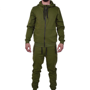 Ensemble de survêtement élégant et personnalisé en molleton 100 % coton respirant pour homme, avec sweat à capuche zippé et pantalon de jogging, ensemble sport deux pièces uni et vierge - Product Image 5