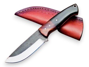 Couteau EDC à lame fixe personnalisé Nordic Forge, manche en bois de rose et micarta, étui en cuir, couteau en acier plein fil à personnaliser (OEM) - Product Image 1