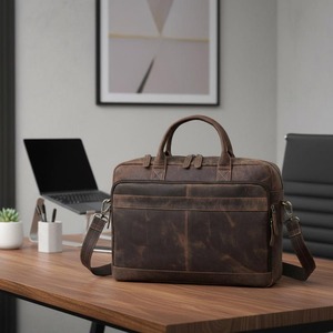 Bolso Mensajero para Portátil de Cuero Genuino, Ligero, Ecológico, Moderno y Vintage, de Alta Calidad, Tipo Bandolera, para Negocios - Product Image 4