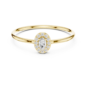 Anillo de Oro Amarillo con Diamante Ovalado, Halo, Anillo de Compromiso, Joyería de Boda de Lujo - Product Image 1