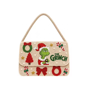 Bolso de hombro bordado navideño, diseño de rayas rosas con cuentas, bolso de moda con una sola correa, bolso personalizado para mujer para la temporada navideña - Product Image 4