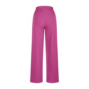 Pantalones de punto de cintura alta para mujer, corte de bota, con cordón, cintura elástica, ajuste holgado informal, largo completo, color liso, primavera, ecológicos - Product Image 6