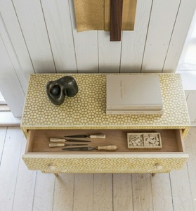 Aparador de madera maciza de mango amarillo con incrustaciones de hueso, 5 cajones, cómoda de almacenamiento, consola decorativa hecha a mano para sala de estar - Product Image 4