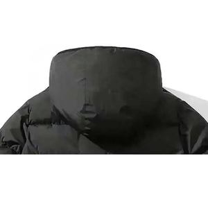 Black Hooded Puffer Jacket Men Windproof Casual Winter <b>Coat</b> <b>Zipper</b> Closure Thick Down Filled Regular Fit Solid Color - Product Image 3