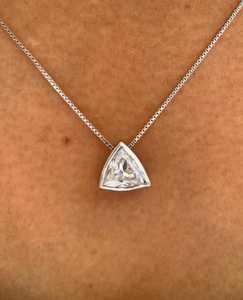 Trillion Cut Moissanite 1.2CT <b>Solid</b> 14K <b>Gold</b> Christian Luxury Party <b>Pendant</b> Necklace with Rope Chain - Product Image 2