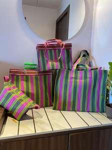 Bolsas de Compra Ecológicas Tejidas de PP a Rayas, Reutilizables, de Nailon, Polipropileno Reciclado, Hechas en India, Mini Bolsas Tejidas Sostenibles - Product Image 4