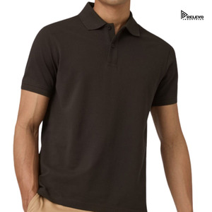 Polo homme Relevo Industries, manches courtes, noir uni, 100% coton, col rabattu. - Product Image 2