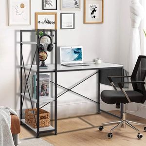 Scrivania per Computer in Truciolato Bianco 120x60x120cm con Porta USB Integrata e Funzionalità Triamine Tipo H Non Tessuto - Product Image 3