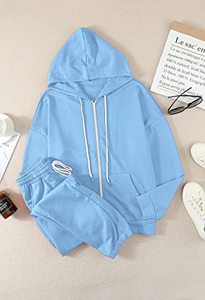 Conjunto Deportivo con Capucha para Mujer, Sudadera de Manga Larga de Color Sólido con Pantalones con Cordón, Bolsillos Laterales y Cierre de Cremallera - Product Image 5