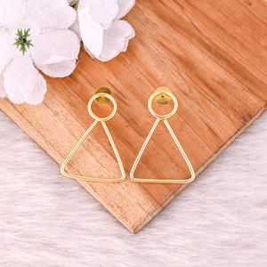 Pendientes de Botón de Latón Chapado en Oro para Mujer, Diseño Artesanal, Alta Calidad, Fabricante Mayorista - Product Image 2