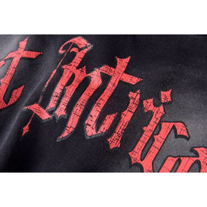 Sudadera con Capucha Negra Desgastada Personalizada para Unisex, 100% Algodón, Invierno, Tejida a Crochet, ODM, Vintage, con Cierre de Cremallera y Botones - Product Image 3