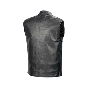 Gilet de motard en cuir grande taille pour homme, col rabattu, fermeture éclair, couleur unie, respirant, pour l'hiver, coupe classique - Product Image 3