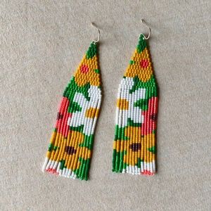 Pendientes de Mango Hechos a Mano con Cuentas, Joyería con Forma de Fruta Amarilla y Verde, Artesanía Decorativa - Product Image 5