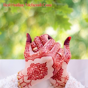 Amina Instant <b>Red</b> Colour Cone Body Painting Stick for Henna Art Adults Natural Plant Based Bridal Pattern Temporary - Product Image 3