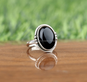 Wholesale 925 Sterling Silver Classic Style <b>Statement</b> <b>Ring</b> Handmade Natural Black Onyx Oval Cut Bezel Set Women's Fine <b>Ring</b> - Product Image 1