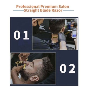 Navaja de Afeitar Profesional para Barbería, Chapada en Oro, de Una Sola Hoja, de Acero Inoxidable, para Barbería - Product Image 5