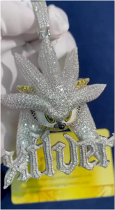 Pendentif personnalisé Sonic the Hedgehog en moissanite, argent 925, or 14 carats, certifié GRA, style hip-hop glacé - Product Image 6