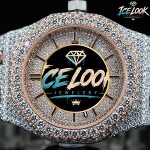 นาฬิกาควอตซ์ Ice Look หน้าปัดคริสตัลแซฟไฟร์ ขอบเพชร สายขนาด 20 มม. ตัวเรือนขนาด 40 มม. นาฬิกาแฟชั่นหรูหราสำหรับผู้ชาย - Product Image 3
