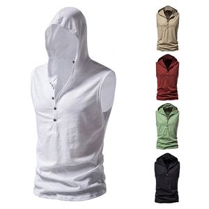 เสื้อฮู้ดแขนกุดสำหรับผู้ชาย ทรงเข้ารูป สีพื้น ผ้าวอร์สเตด สำหรับฤดูใบไม้ร่วง คอกลม ระบายอากาศได้ดี แห้งเร็ว - Product Image 1