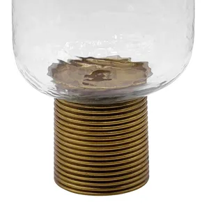 Cylinder <b>Hurricane</b> Candleholder Clear Glass With Gold Base Home Decoration - Product Image 3