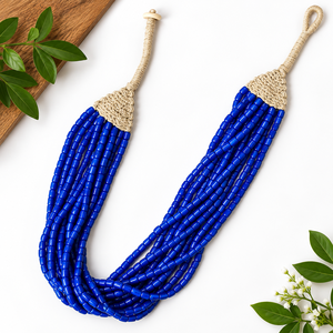 Collier de pull multicouche en résine opale et perles de rocaille fait main, style vintage, bohème, tribal, tendance, pour soirée, vente en gros, export - Product Image 3